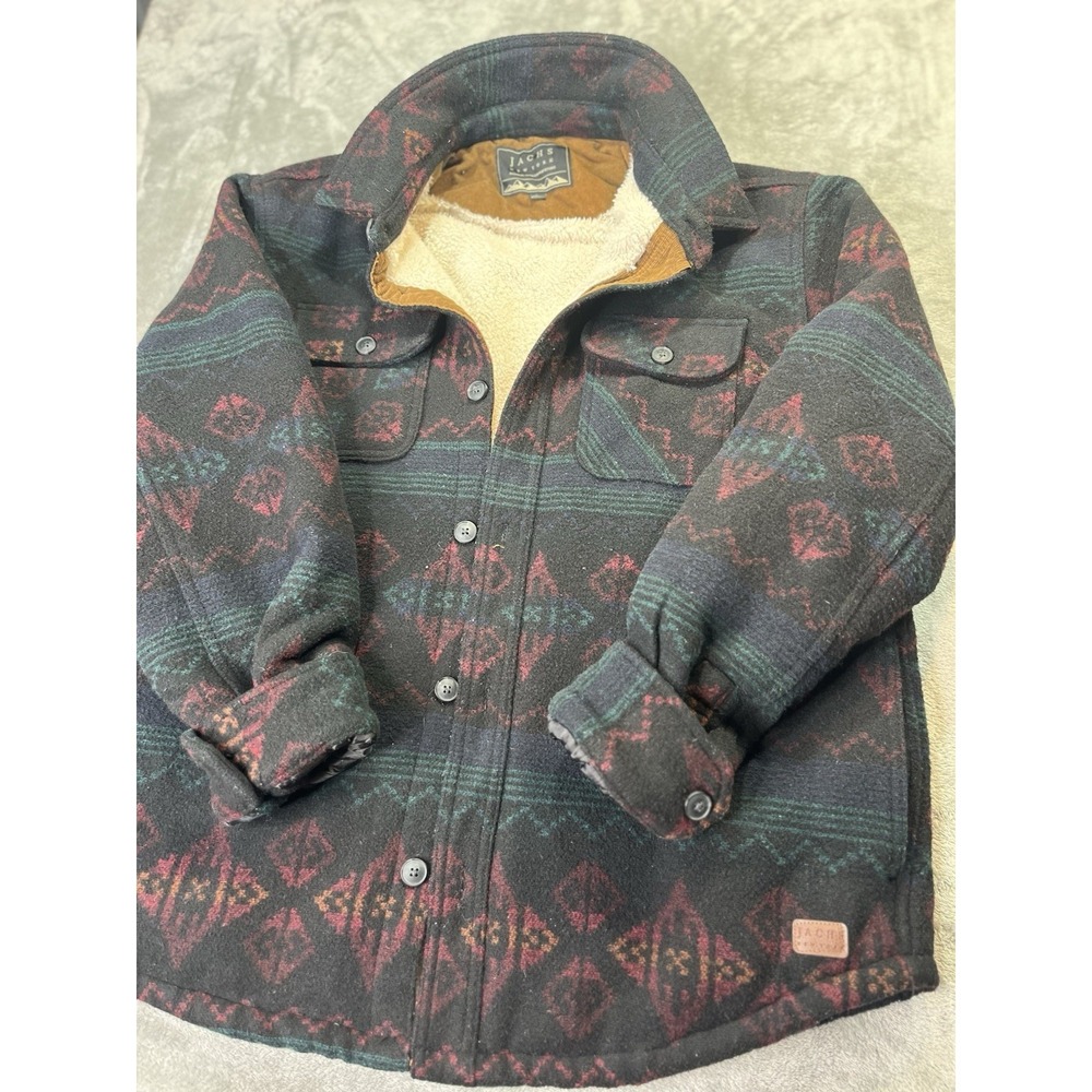 Jachs New York Mens L Aztec Wool Blend Sherpa Lined Fleece Shirt Jacket Shacket
